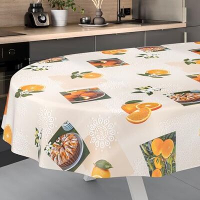 ANRO Nappe en Toile cirée Lavable, pour Table de Jardin, extérieur, intérieur, Ovale, Bord coupé, Oranges, 180 x 140 cm - Publicité ANRO Nappe en Toile cirée Lavable, pour Table de Jardin, extérieur, intérieur, Ovale, Bord coupé, Oranges, 180 x 140 cm - Publicité