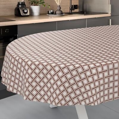 ANRO Nappe en Toile cirée, Lavable, pour Table de Jardin, extérieur, intérieur, Ovale, Bord coupé, Carreaux Beiges, 180 x 140 cm - Publicité ANRO Nappe en Toile cirée, Lavable, pour Table de Jardin, extérieur, intérieur, Ovale, Bord coupé, Carreaux Beiges, 180 x 140 cm - Publicité