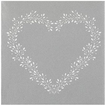 Santex Serviette de table argent Airlaid avec motif coeur élégant (x12) REF/7217 - Publicité Santex Serviette de table argent Airlaid avec motif coeur élégant (x12) REF/7217 - Publicité