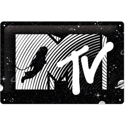 ART Plaque rétro, 20 x 30 cm, MTV Moonman – Logo Universe – Idée de cadeau pour fans de la musique, Official License Product (OLP), en métal, design vintage - Publicité ART Plaque rétro, 20 x 30 cm, MTV Moonman – Logo Universe – Idée de cadeau pour fans de la musique, Official License Product (OLP), en métal, design vintage - Publicité