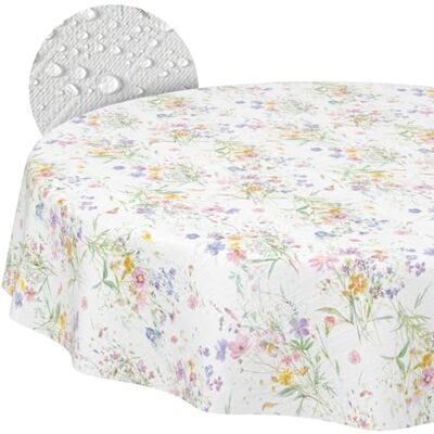 ANRO Nappe en Toile cirée Lavable, Facile d'entretien, imperméable, Effet Lotus, pour l'extérieur Printemps Motif Fleurs Ronde 140 cm Bord coupé - Publicité ANRO Nappe en Toile cirée Lavable, Facile d'entretien, imperméable, Effet Lotus, pour l'extérieur Printemps Motif Fleurs Ronde 140 cm Bord coupé - Publicité