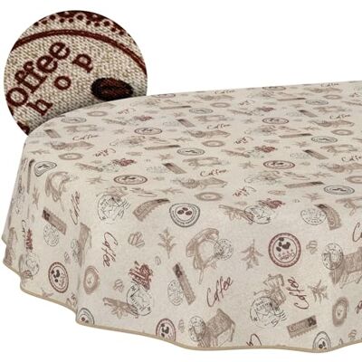 ANRO Nappe Lavable Effet Lotus Facile d'entretien en Coton et Polyester Anti-Taches pour l'extérieur Café Ovale 180 x 140 cm avec Ruban passepoilé - Publicité ANRO Nappe Lavable Effet Lotus Facile d'entretien en Coton et Polyester Anti-Taches pour l'extérieur Café Ovale 180 x 140 cm avec Ruban passepoilé - Publicité