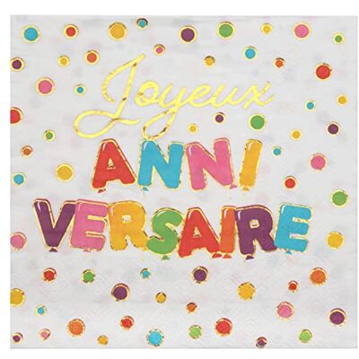 Santex 20 Serviettes Papier Anniversaire 33CM Pois Colore - Publicité Santex 20 Serviettes Papier Anniversaire 33CM Pois Colore - Publicité