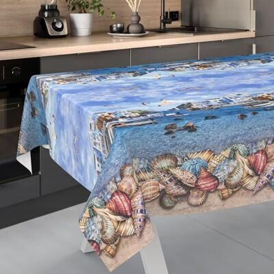 ANRO Nappe en Toile cirée Lavable, pour Table de Jardin, extérieur et intérieur, Bord coupé, Motif de pêcheur 100 x 140 cm - Publicité ANRO Nappe en Toile cirée Lavable, pour Table de Jardin, extérieur et intérieur, Bord coupé, Motif de pêcheur 100 x 140 cm - Publicité