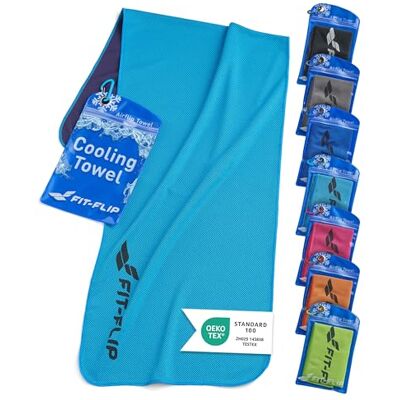 Fit-Flip Serviette de Refroidissement Parfaite comme Serviettes Sport serviette rafraîchissante microfibre, Airflip Cool Towel pour fitness, sports, voyages, yoga - Publicité Fit-Flip Serviette de Refroidissement Parfaite comme Serviettes Sport serviette rafraîchissante microfibre, Airflip Cool Towel pour fitness, sports, voyages, yoga - Publicité