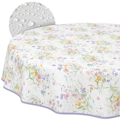 ANRO Nappe en Toile cirée Lavable, Facile d'entretien, imperméable, Effet Lotus, pour l'extérieur, Le Printemps, la Table de Jardin, Motif Fleurs, Ronde, 140 cm, avec Ourlet (bordée) - Publicité ANRO Nappe en Toile cirée Lavable, Facile d'entretien, imperméable, Effet Lotus, pour l'extérieur, Le Printemps, la Table de Jardin, Motif Fleurs, Ronde, 140 cm, avec Ourlet (bordée) - Publicité