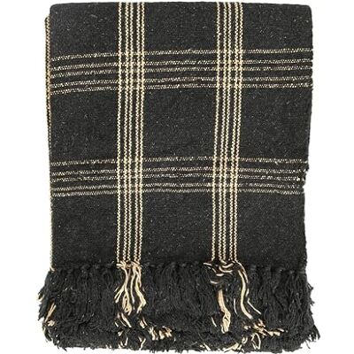 Creative Plaid en Coton mélangé tissé à Franges Noir et Marron Clair 152,4 x 127 cm - Publicité Creative Plaid en Coton mélangé tissé à Franges Noir et Marron Clair 152,4 x 127 cm - Publicité