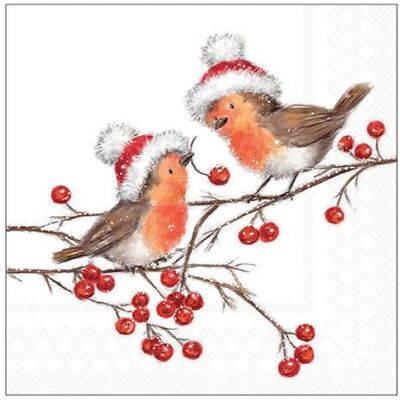 Ambiente Serviette Christmas Robins, 33 x 33 cm, 20 pièces, idéale pour la décoration de table, les fêtes, les festivités - Publicité Ambiente Serviette Christmas Robins, 33 x 33 cm, 20 pièces, idéale pour la décoration de table, les fêtes, les festivités - Publicité