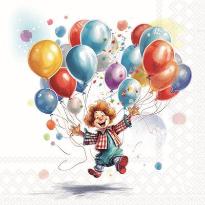 Ambiente Lot de 20 Serviettes en Papier Serviette Anniversaire Serviette de Table Anniversaire avec Motif Clown et Ballons Multicolores pour Enfant, Convient pour Découpage et Technique - Publicité Ambiente Lot de 20 Serviettes en Papier Serviette Anniversaire Serviette de Table Anniversaire avec Motif Clown et Ballons Multicolores pour Enfant, Convient pour Découpage et Technique - Publicité