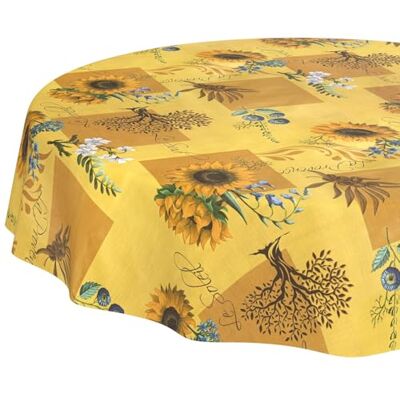 ANRO Nappe en Toile cirée Lavable, Facile d'entretien, imperméable, Effet Lotus, Motif Tournesol, Ronde, 140 cm, Bord coupé - Publicité ANRO Nappe en Toile cirée Lavable, Facile d'entretien, imperméable, Effet Lotus, Motif Tournesol, Ronde, 140 cm, Bord coupé - Publicité