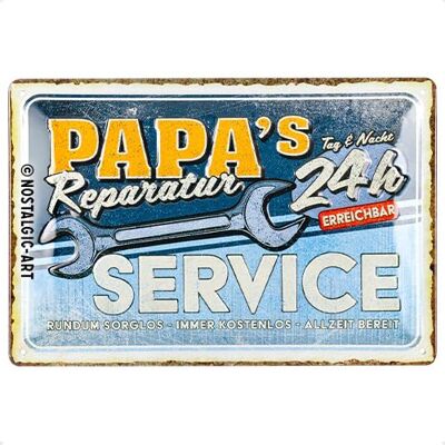 ART Plaque rétro, 20 x 30 cm, Papa's Service – Idée cadeau pour papa, en métal, design vintage - Publicité ART Plaque rétro, 20 x 30 cm, Papa's Service – Idée cadeau pour papa, en métal, design vintage - Publicité