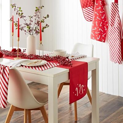Catherine Lansfield Chemin de Table de Noël en Coton brodé en Sucre d'orge 32 x 220 cm Blanc et Rouge - Publicité Catherine Lansfield Chemin de Table de Noël en Coton brodé en Sucre d'orge 32 x 220 cm Blanc et Rouge - Publicité