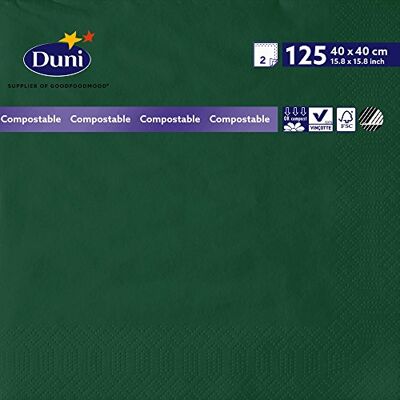 Duni 178988 2 plis Serviettes en papier, 40 cm x 40 cm, Vert foncé (lot de 1250) - Publicité Duni 178988 2 plis Serviettes en papier, 40 cm x 40 cm, Vert foncé (lot de 1250) - Publicité