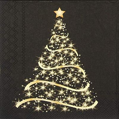 Ambiente Noël Serviette 33 Centimètre Paquet De 20 Brillant Arbre Noir - Publicité Ambiente Noël Serviette 33 Centimètre Paquet De 20 Brillant Arbre Noir - Publicité