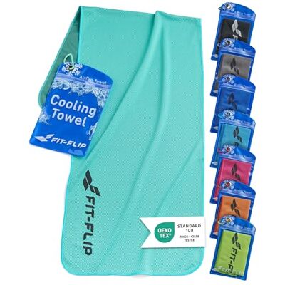 Fit-Flip Serviette de Refroidissement Parfaite comme Serviettes Sport serviette rafraîchissante microfibre, Airflip Cool Towel pour fitness, sports, voyages, yoga - Publicité Fit-Flip Serviette de Refroidissement Parfaite comme Serviettes Sport serviette rafraîchissante microfibre, Airflip Cool Towel pour fitness, sports, voyages, yoga - Publicité