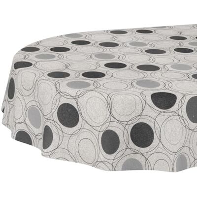 ANRO Nappe en Tissu Textile Lavable en Coton et Polyester Motif Cercles Gris Ovale 180 x 140 cm pour l'intérieur et l'extérieur - Publicité ANRO Nappe en Tissu Textile Lavable en Coton et Polyester Motif Cercles Gris Ovale 180 x 140 cm pour l'intérieur et l'extérieur - Publicité
