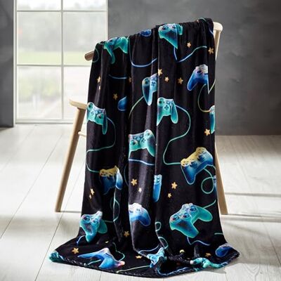Catherine Lansfield Gamer Cosy Plaid Polaire Noir 130 x 170 cm - Publicité Catherine Lansfield Gamer Cosy Plaid Polaire Noir 130 x 170 cm - Publicité