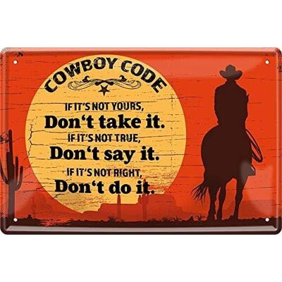ART Blechschild Plaque en tôle Cowboy Code – Its's Not Yours, Don't Take it 20 x 30 Inscription décorative 374 - Publicité ART Blechschild Plaque en tôle Cowboy Code – Its's Not Yours, Don't Take it 20 x 30 Inscription décorative 374 - Publicité