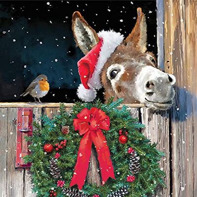 Ambiente Lot de 20 serviettes d'oiseau et d'âne de Noël ânes animaux hiver Noël décoration de table fête célébration bricolage découpage technique de serviette 33 x 33 cm - Publicité Ambiente Lot de 20 serviettes d'oiseau et d'âne de Noël ânes animaux hiver Noël décoration de table fête célébration bricolage découpage technique de serviette 33 x 33 cm - Publicité