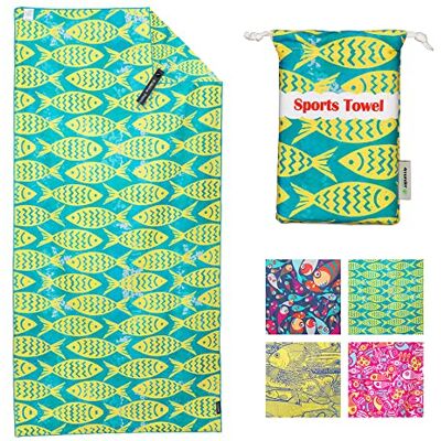 4Monster Serviette de plage en microfibre avec sac de transport résistant au sable 160 x 80 cm Serviette de voyage à séchage rapide légère pour la randonnée, le yoga, le sport, le bain, les vacances - Publicité 4Monster Serviette de plage en microfibre avec sac de transport résistant au sable 160 x 80 cm Serviette de voyage à séchage rapide légère pour la randonnée, le yoga, le sport, le bain, les vacances - Publicité