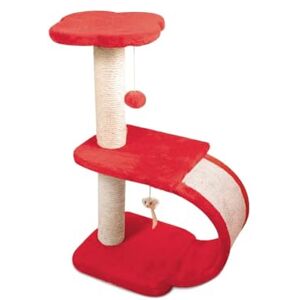 Arbre à chat Record - Structure à trois niveaux, Pont vertical, Boule suspendue - Publicité Arbre à chat Record - Structure à trois niveaux, Pont vertical, Boule suspendue - Publicité