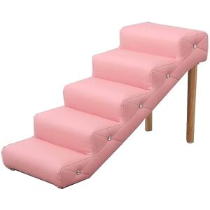 MAVIFE Escalier for Animaux De Compagnie Escalier for Chat avec Pieds en Bois Cuir Artificiel Enveloppé D'éponge Haute Densité Marche for Chien for Canapé Lits Hauts (Color : Rose, S : 85 * 40 * 50cm) - Publicité