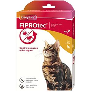 Beaphar – FIPROTEC 50 mg – Solution spot-on au Fipronil pour chats (> 1 kg) – Traite les infestations par les puces – Tue les tiques présentes sur le chat en 48 h – 6 pipettes de 0,5 ml - Publicité