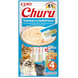 Churu - Thon et Fruits de Mer Purée - 4 x 14g - Cat Food Purée - Publicité Churu - Thon et Fruits de Mer Purée - 4 x 14g - Cat Food Purée - Publicité