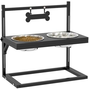 PawHut Gamelles surrélevées Chien avec Support Hauteur Ajustable de 11 à 33 cm, 2 Bols Amovibles en Acier Inoxydable, Plaque Motif os, Noir - Publicité PawHut Gamelles surrélevées Chien avec Support Hauteur Ajustable de 11 à 33 cm, 2 Bols Amovibles en Acier Inoxydable, Plaque Motif os, Noir - Publicité