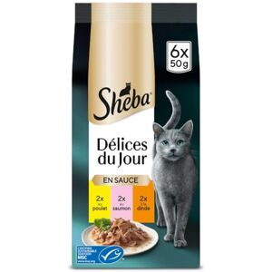 Sheba Nourriture pour Chats Poulet Dinde Saumon - 3 Variétés - 6 x 50 g - Publicité Sheba Nourriture pour Chats Poulet Dinde Saumon - 3 Variétés - 6 x 50 g - Publicité