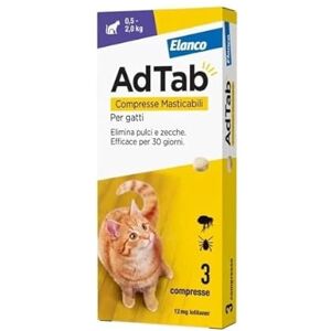 Elanco Italia Spa Adtab Traitement Antiparasitaire pour Chats - 3 Comprimés - Publicité Elanco Italia Spa Adtab Traitement Antiparasitaire pour Chats - 3 Comprimés - Publicité