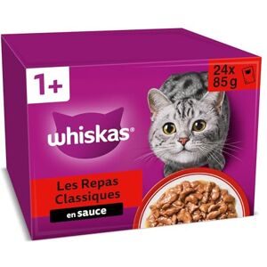 whiskas Aliment humide en sauce Chat adulte 24x85g Les Repas Classiques (Lot de 2) 48 Sachets - Publicité whiskas Aliment humide en sauce Chat adulte 24x85g Les Repas Classiques (Lot de 2) 48 Sachets - Publicité