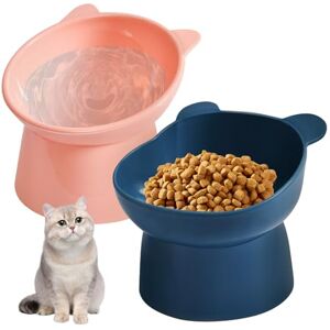 SUNOYA Lot de 2 gamelles pour chat et eau 2 en 1, surélevées, avec support, anti-vomissements, pour chat (bleu foncé + rose) - Publicité SUNOYA Lot de 2 gamelles pour chat et eau 2 en 1, surélevées, avec support, anti-vomissements, pour chat (bleu foncé + rose) - Publicité