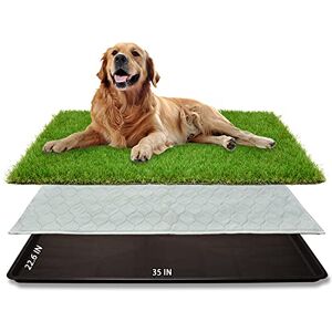 PICK FOR LIFE Grand pot d'herbe artificielle pour chien, gazon de salle de bain pour dressage d'animaux de compagnie, tapis d'uriner lavable, parfait pour intérieur/extérieur (système de plateau 89 x 57 cm) - Publicité