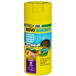 JBL PRONOVO SHRIMPS GRANO, Aliment de Base pour Poissons Crevettes de 1-20 cm, Granulés pour Poissons, Doseur à Clic, taille S, 250 ml - Publicité