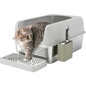 PawHut Bac à litière pour Chat en Acier Inoxydable, bac à litière antiadhésif Facile à Nettoyer avec Bords Hauts Anti-Fuite d'urine, Pelle en métal et Support de Pelle, 60,2 x 40,6 x 29 cm, Gris - Publicité PawHut Bac à litière pour Chat en Acier Inoxydable, bac à litière antiadhésif Facile à Nettoyer avec Bords Hauts Anti-Fuite d'urine, Pelle en métal et Support de Pelle, 60,2 x 40,6 x 29 cm, Gris - Publicité