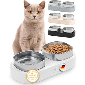 PRETTYPAW Pretty Paw® Gamelle surélevée – 2X gamelle Ergonomique sur Plateforme élevée Set Double avec Bols en Acier Inoxydable antidérapant (Blanc) - Publicité PRETTYPAW Pretty Paw® Gamelle surélevée – 2X gamelle Ergonomique sur Plateforme élevée Set Double avec Bols en Acier Inoxydable antidérapant (Blanc) - Publicité