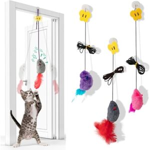 SamHeng 3 Pièces Jouet Interactif à Porte Suspendre pour Chat, Jeu Chat Chaton Interieur Jouet à Plumes avec Grincement, Plume S'auto-Jeu Souris en Peluche Exercice de Chasse au Jouet de Souris - Publicité SamHeng 3 Pièces Jouet Interactif à Porte Suspendre pour Chat, Jeu Chat Chaton Interieur Jouet à Plumes avec Grincement, Plume S'auto-Jeu Souris en Peluche Exercice de Chasse au Jouet de Souris - Publicité