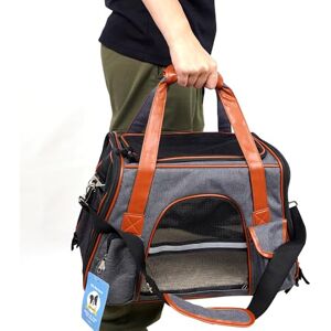 SMELL & SMILE Sac de transport respirant pour chien et chat pour animal domestique, transporteur de voyage, aération, poches latérales, deux portes avec laisse pour voiture (gris, 24 x 28 x 43 cm) - Publicité SMELL & SMILE Sac de transport respirant pour chien et chat pour animal domestique, transporteur de voyage, aération, poches latérales, deux portes avec laisse pour voiture (gris, 24 x 28 x 43 cm) - Publicité