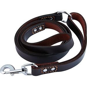 DAIHAQIKO Laisse en cuir pour chien Trafic 6ft Heavy Duty Training pour chiens de race grande moyenne petite Marron Double poignée Laisses pour animaux de compagnie - Publicité