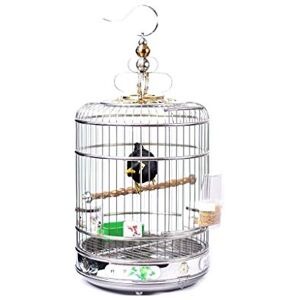 Cage à Oiseaux élégante Peinte en Acier Inoxydable Cage à Oiseaux créative Perroquet Cage Audacieux Anneau en Acier Cage Ronde Cages à Oiseaux décor - Publicité