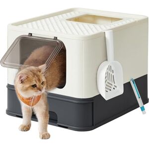 Feandrea Bac à Litière Fermé pour Grand Chat, Maison de Toilette, Plateau Amovible, Pelle, Brosse, Capacité 15 kg, Anti-Traces, Anti-fuites, Beige et Noir PPT001W01 - Publicité Feandrea Bac à Litière Fermé pour Grand Chat, Maison de Toilette, Plateau Amovible, Pelle, Brosse, Capacité 15 kg, Anti-Traces, Anti-fuites, Beige et Noir PPT001W01 - Publicité