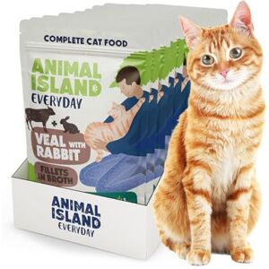 Animal Island Nourriture Humide pour Chat Adulte Sachet Filet de Veau et Lapin au Bouillon De Boeuf Recette Complète sans Céréales pour Chats De Toutes Races Et Chats Castrés, 12 x 85g - Publicité Animal Island Nourriture Humide pour Chat Adulte Sachet Filet de Veau et Lapin au Bouillon De Boeuf Recette Complète sans Céréales pour Chats De Toutes Races Et Chats Castrés, 12 x 85g - Publicité