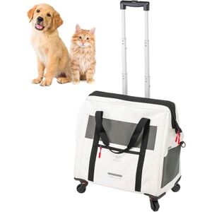 Ferplast Sac Transport Chien Voyager Trolley, Sac de Transport pour Chat, Poignée Extensible, Sangles Réglables, Large Ouverture, Roues Amovibles, éco-Cuir, Max 15 kg, 46 x 26 x 48H cm, Blanc - Publicité Ferplast Sac Transport Chien Voyager Trolley, Sac de Transport pour Chat, Poignée Extensible, Sangles Réglables, Large Ouverture, Roues Amovibles, éco-Cuir, Max 15 kg, 46 x 26 x 48H cm, Blanc - Publicité