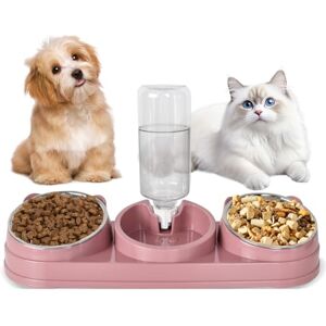 Naapesi Ensemble Gamelles pour Chat 3 en 1 Double Gamelles avec Bouteille d'eau de 500 ML, Distributeur d'eau et d'eau Surélevé, pour Petits et Moyens Chiens et Chats (Pink) - Publicité Naapesi Ensemble Gamelles pour Chat 3 en 1 Double Gamelles avec Bouteille d'eau de 500 ML, Distributeur d'eau et d'eau Surélevé, pour Petits et Moyens Chiens et Chats (Pink) - Publicité