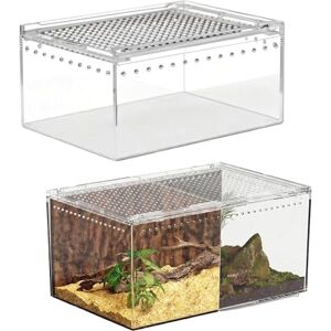 GOMETY 2 Terrariums en Acrylique, Mini Terrarium Transparent 20 * 15 * 10CM, Boîte d'alimentation en Acrylique pour Reptiles, Boîte d'Élevage pour Araignées, Scorpions et Mantes Religieuses-Habitat - Publicité GOMETY 2 Terrariums en Acrylique, Mini Terrarium Transparent 20 * 15 * 10CM, Boîte d'alimentation en Acrylique pour Reptiles, Boîte d'Élevage pour Araignées, Scorpions et Mantes Religieuses-Habitat - Publicité