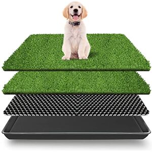 VKMUOI Tapis d'herbe pour Chien avec Plateau Tapis de Dressage pour Animaux de Compagnie avec Plateau réutilisable Faux Gazon pour Faire Pipi sur la litière pour Chien (S:23 x 19IN) - Publicité