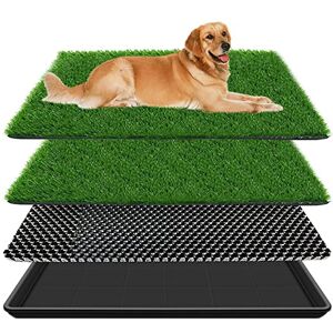 VKMUOI Tapis d'herbe pour Chien avec Plateau Tapis de Dressage pour Animaux de Compagnie avec Plateau réutilisable Faux Gazon pour Faire Pipi sur la litière pour Chien (L:35.4 x 23.6 in) - Publicité