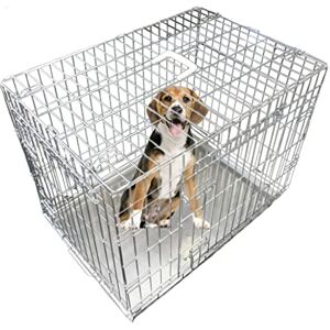 Ellie-Bo Cage Pliable pour Chiens/Chiots (Petite Taille à Grande Taille), Avec Plateau Métallique Argenté Amovible Anti-Mâchonnements, 2 Portes, Taille M, 76,2 cm, Argenté - Publicité Ellie-Bo Cage Pliable pour Chiens/Chiots (Petite Taille à Grande Taille), Avec Plateau Métallique Argenté Amovible Anti-Mâchonnements, 2 Portes, Taille M, 76,2 cm, Argenté - Publicité