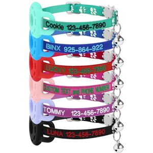 SF Custom Collier personnalisé pour chat Airtag En nylon brodé Libération rapide Avec support en silicone Airtag et clochette Collier de sécurité réglable pour chaton avec nom et numéro de téléphone - Publicité SF Custom Collier personnalisé pour chat Airtag En nylon brodé Libération rapide Avec support en silicone Airtag et clochette Collier de sécurité réglable pour chaton avec nom et numéro de téléphone - Publicité